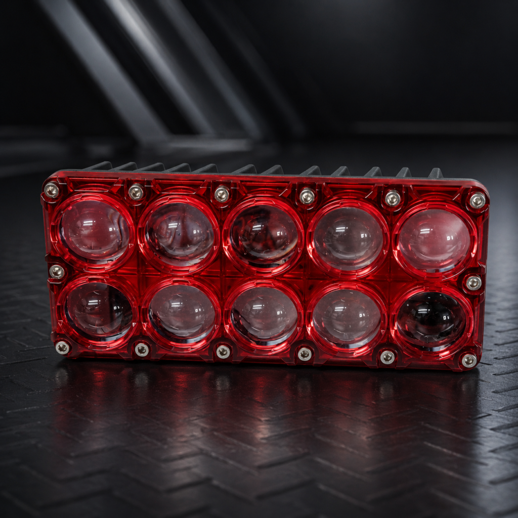 Neblinera LED 10 lupas con base de colores