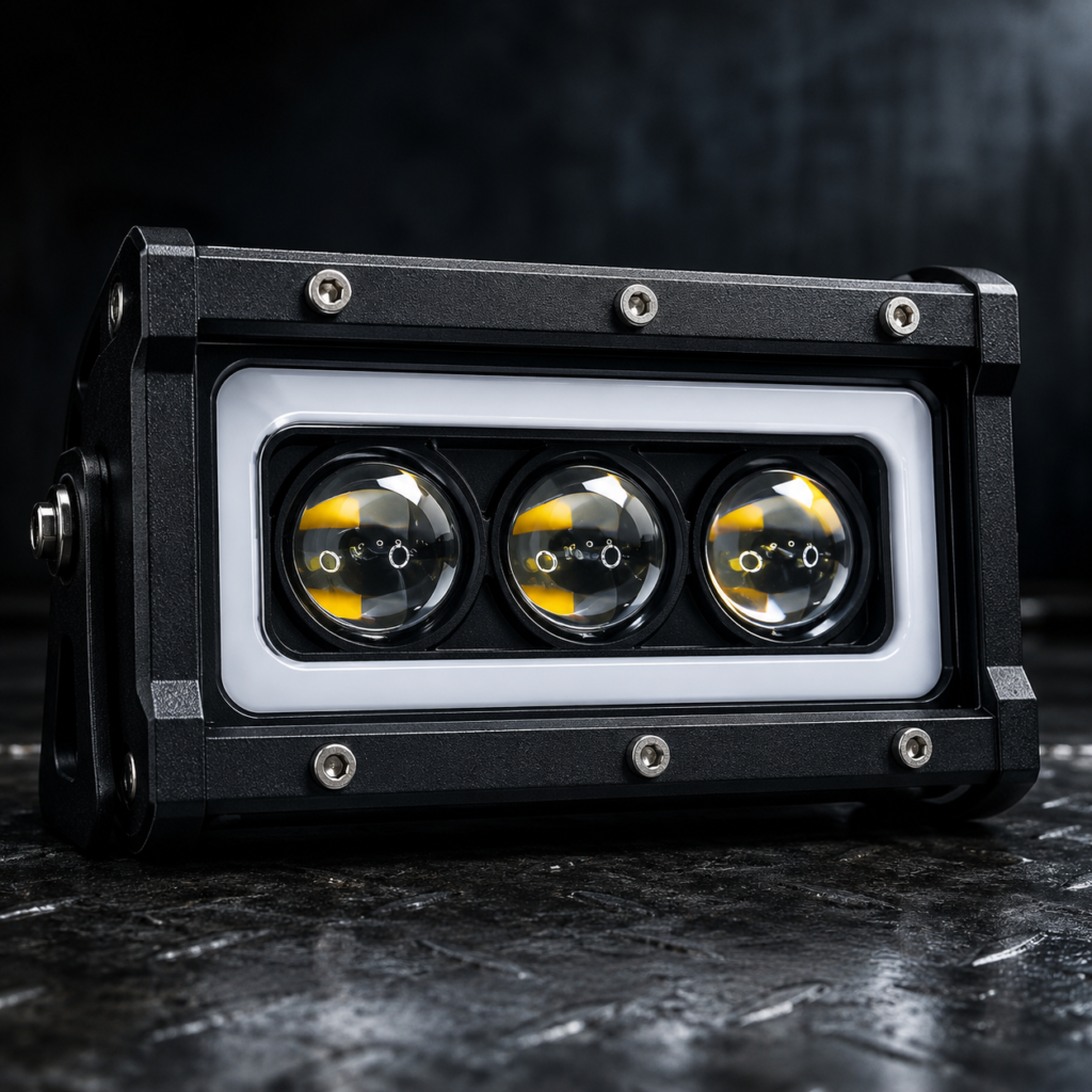 Neblinera LED 3 lupas con orilla de colores